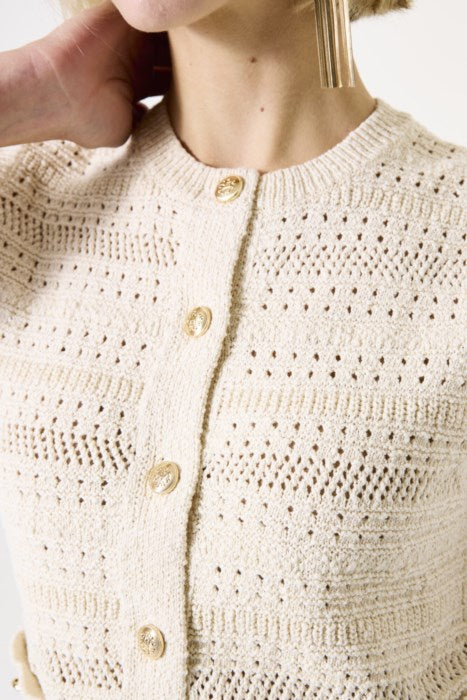 GARCIA SLEEVELESS KNIT CARDIGAN - CREAM