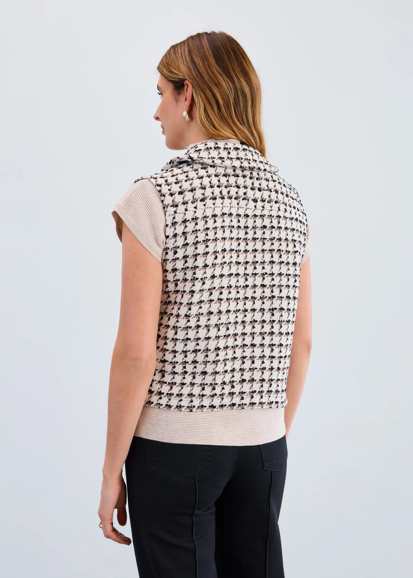 FDJ TWEED VEST - IVORY/BLACK