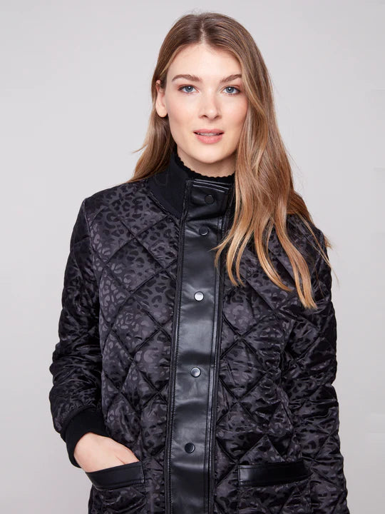 CHARLIE B REVERSIBLE QUILTED JACKET - BLACK