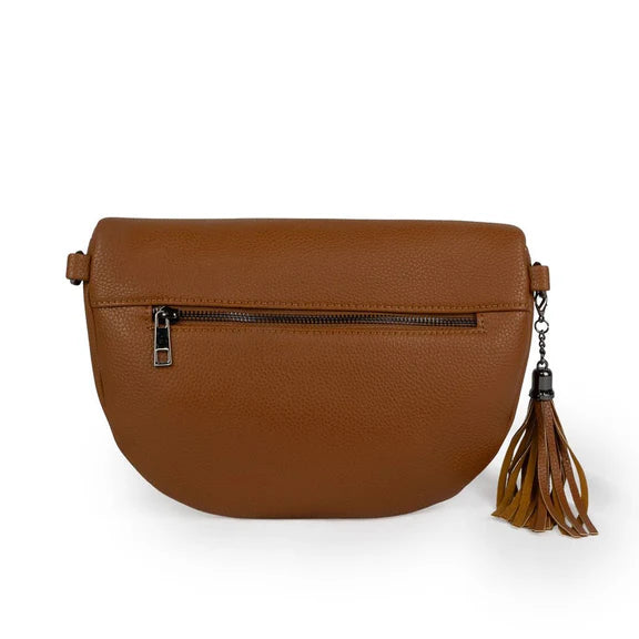 KIMBERLEY VEGAN LEATHER CROSSBODY - CAMEL