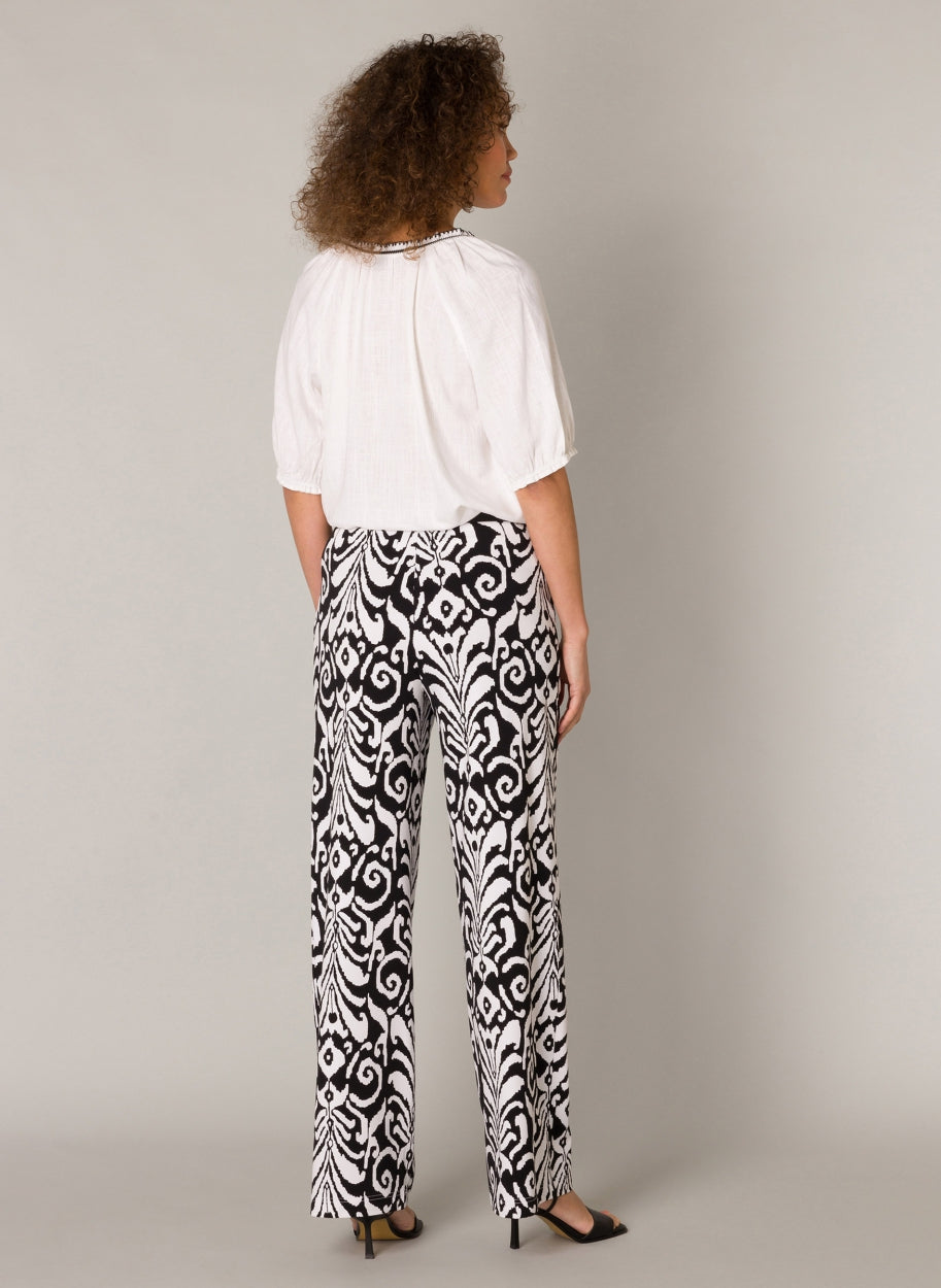 YEST GERDA PRINT PANT - BLACK/WHITE - Vi-Leen's Fashions