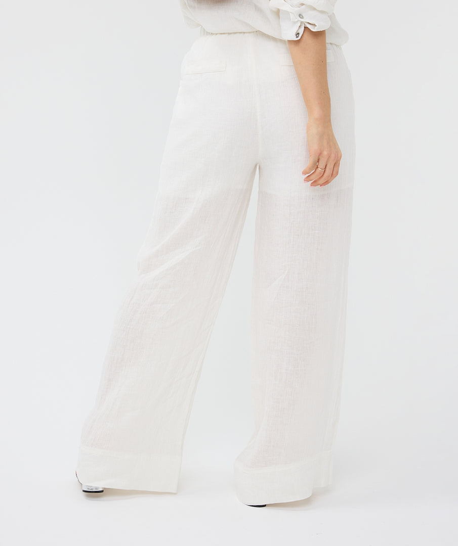 ESQUALO LINEN TROUSER - OFF WHITE - Vi-Leen's Fashions