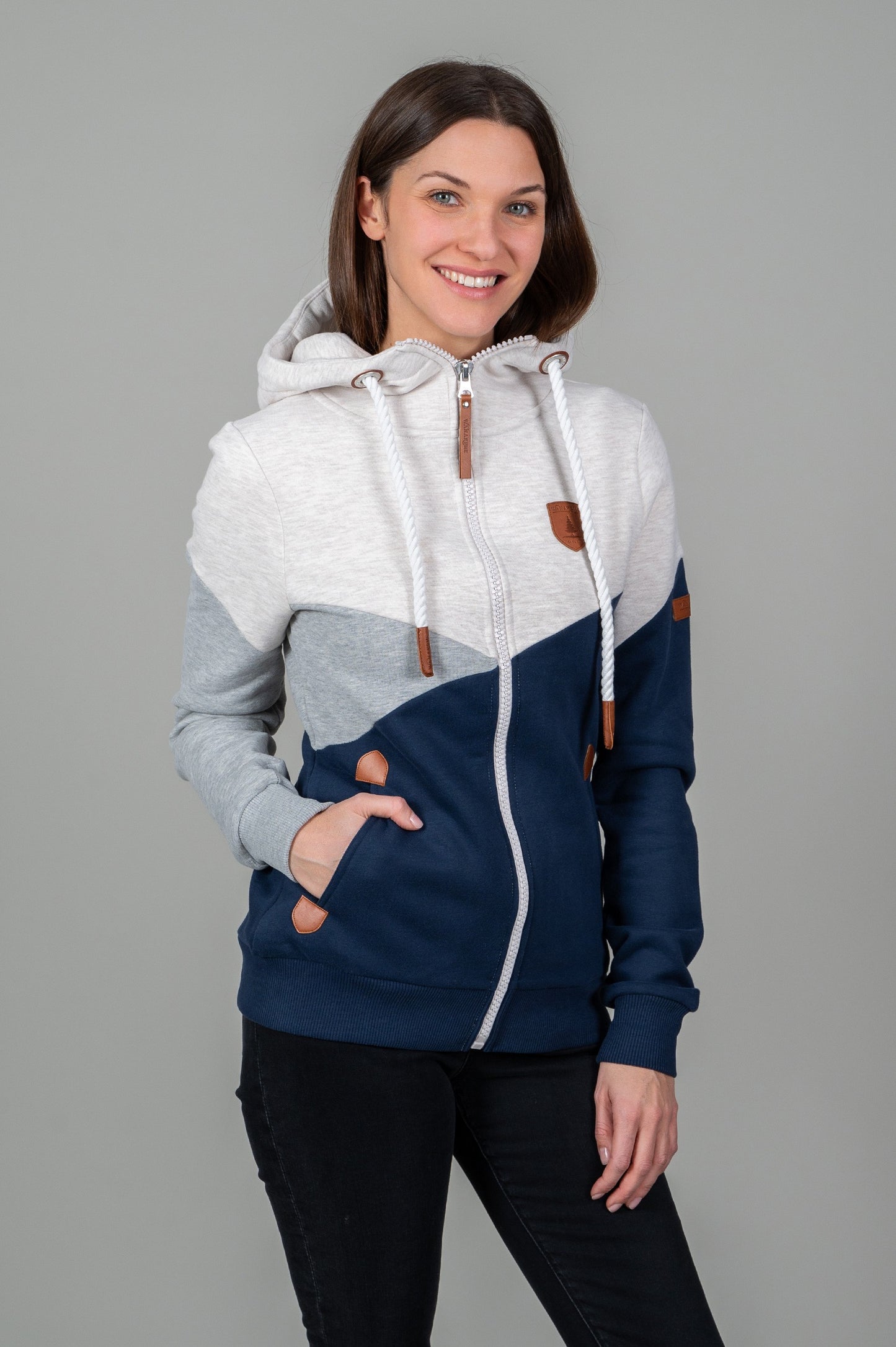 WANAKOME ROXETTE FULL ZIP HOODIE - OXFORD BLUE MIX