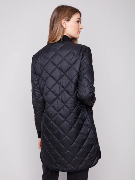 CHARLIE B REVERSIBLE QUILTED JACKET - BLACK