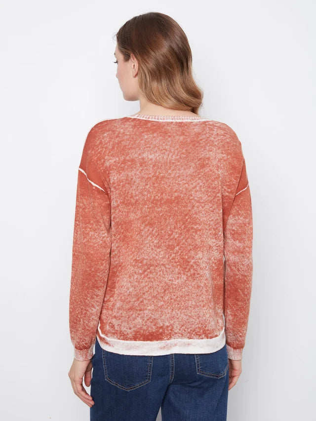 CHARLIE B COTTON CREW NECK SWEATER - GINGER - Vi-Leen's Fashions