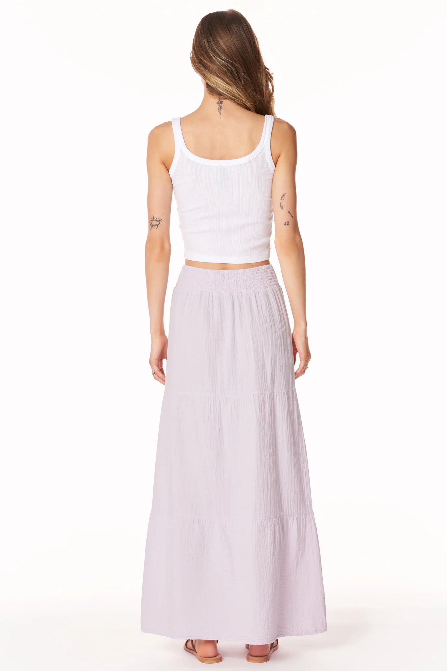 BOBI TIERED COTTON GAUZE MAXI SKIRT - HYDRANGEAS - Vi-Leen's Fashions