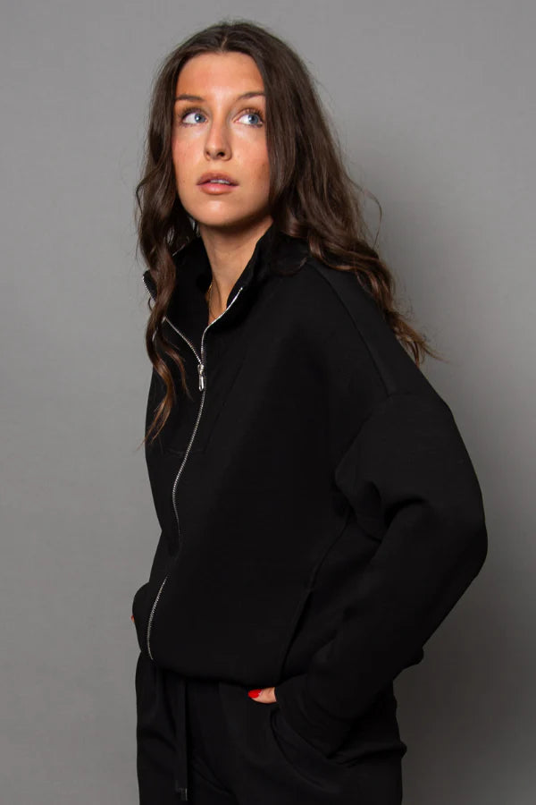 RD STYLE ZULA SOFT KNIT FULL ZIP TOP - BLACK
