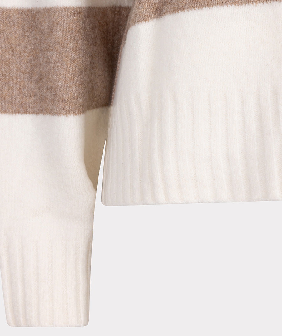 ESQUALO STRIPED SWEATER - OFF WHITE/TAN