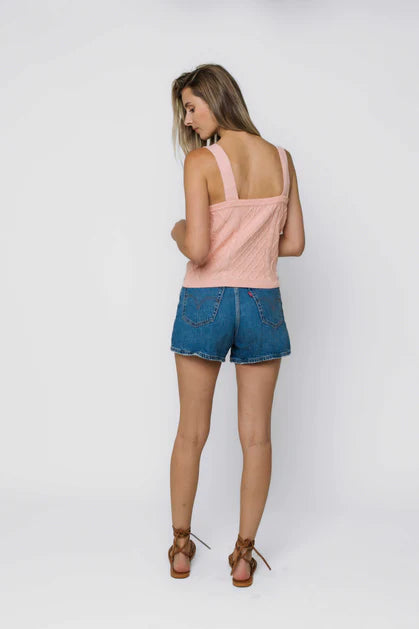 ORB MADELYN CABLED SWEATER TANK - SOFT PINK - Vi-Leen's Fashions