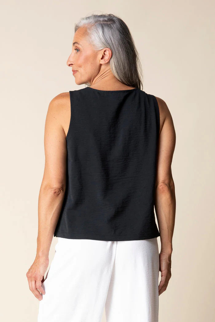 HABITAT CENTER SHIRRED TANK TOP - BLACK - Vi-Leen's Fashions