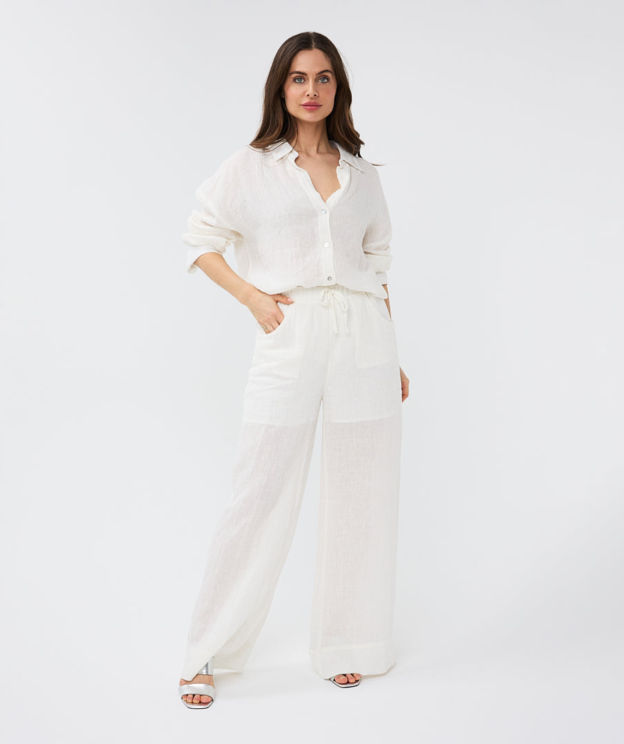 ESQUALO LINEN TROUSER - OFF WHITE - Vi-Leen's Fashions