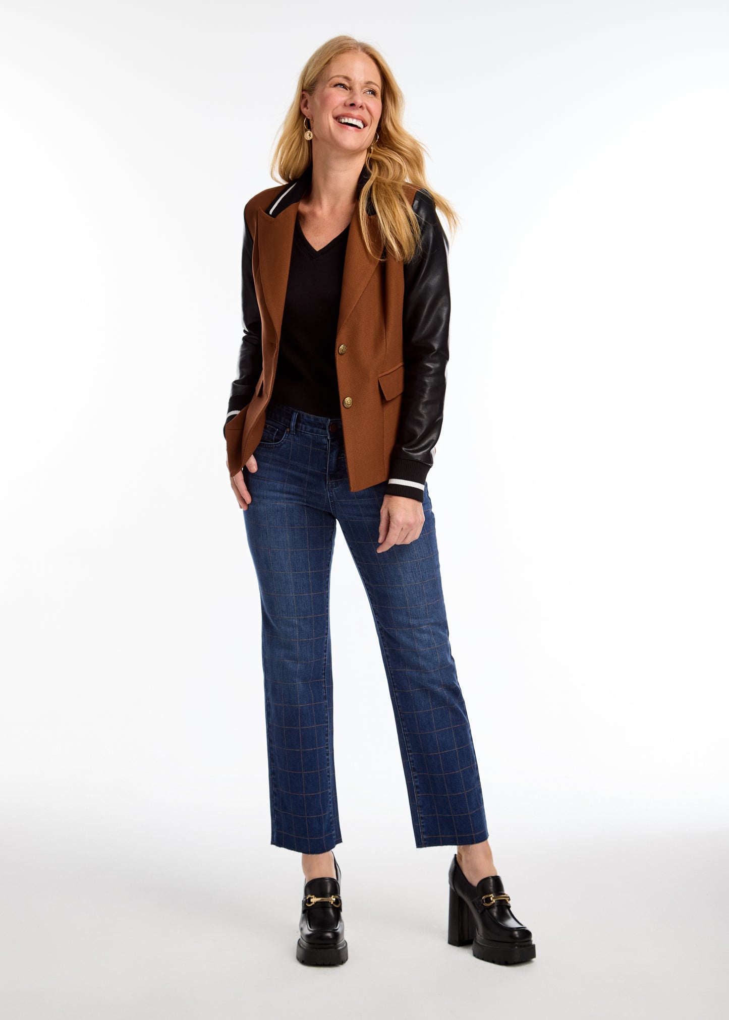 FDJ MIXED MEDIA BLAZER - ESPRESSO - Vi-Leen's Fashions