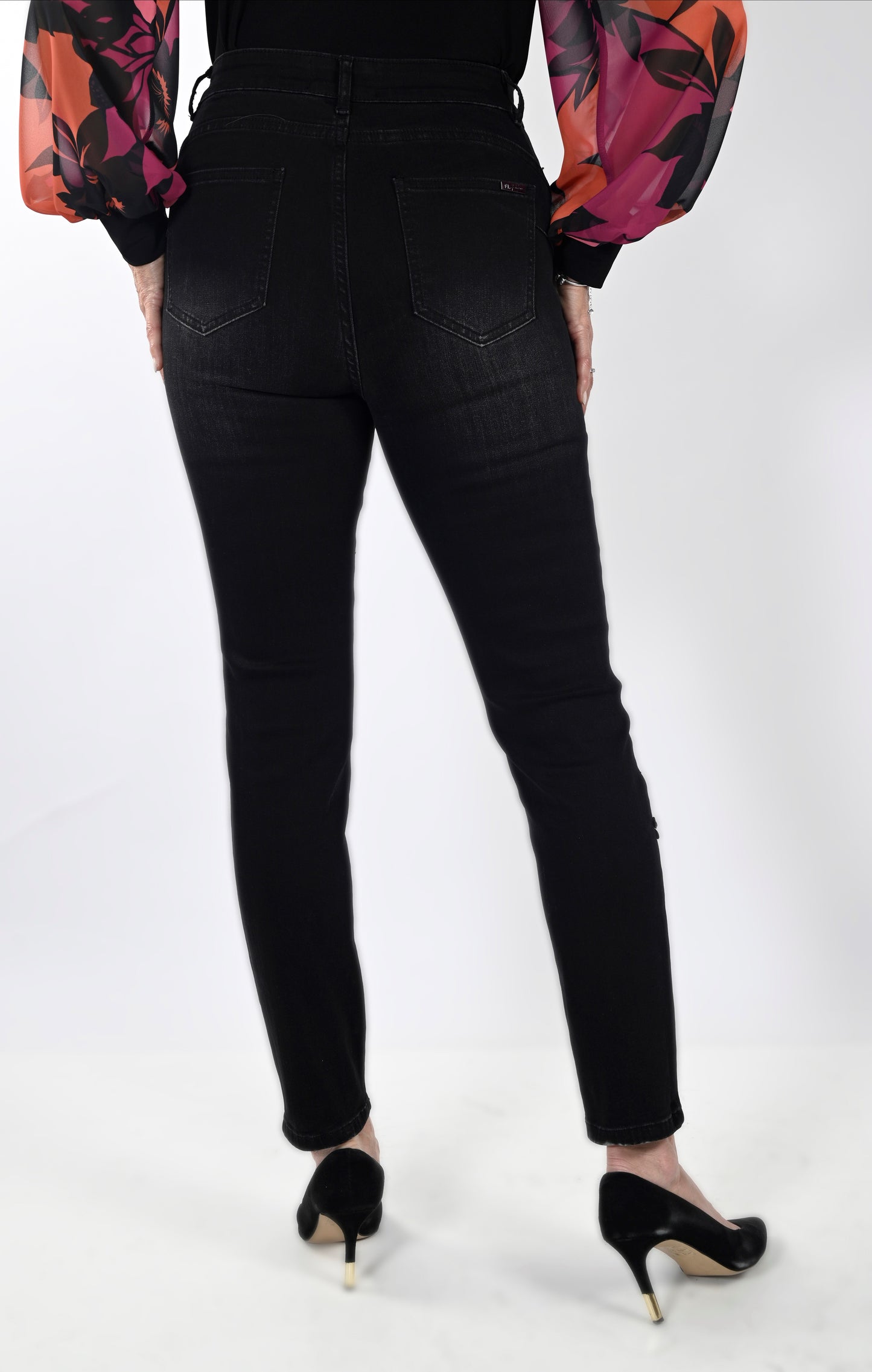 FRANK LYMAN EMBROIDERED FLOWER JEAN - BLACK - Vi-Leen's Fashions