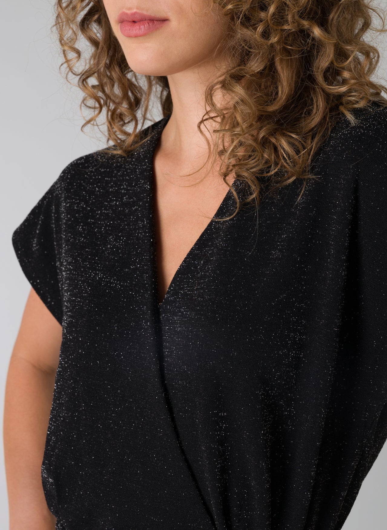YEST PHILINE SHIMMERING LUREX JUMPSUIT - BLACK/SILVER - Vi-Leen's Fashions