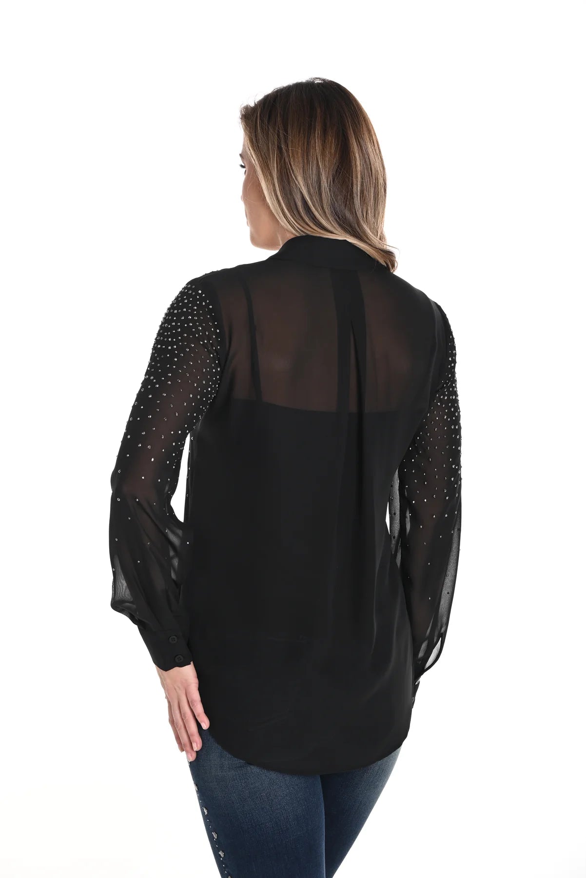 FRANK LYMAN SEQUINS BLACK BLOUSE - Vi-Leen's Fashions
