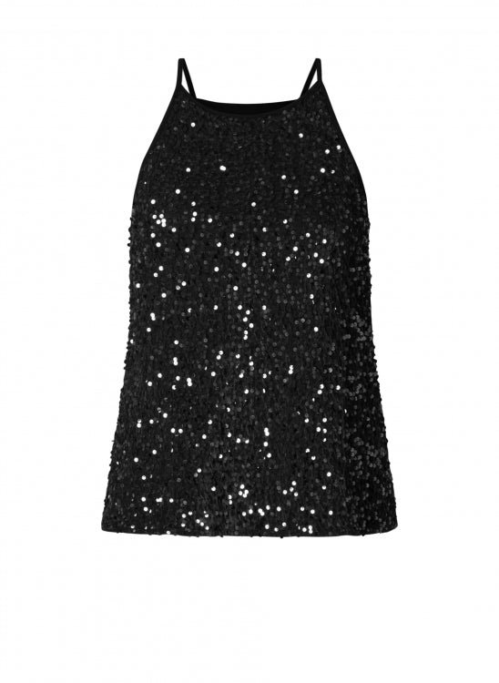 YEST PIETJE SEQUINNED SLEEVELESS TOP - BLACK