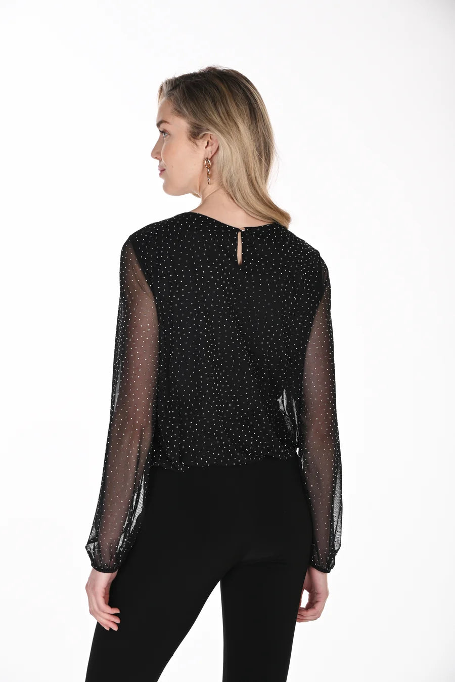FRANK LYMAN BLACK SILVER LONG SLEEVE TOP - Vi-Leen's Fashions