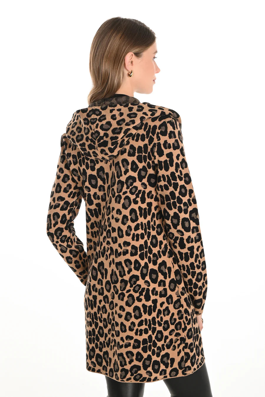 FRANK LYMAN KNIT CARDIGAN WITH HOOD - BLACK/CAMEL