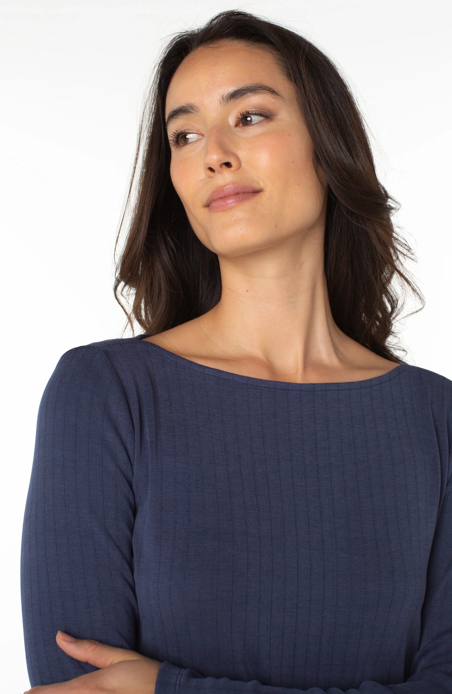 LIVERPOOL BOATNECK TOP - WASHED NAVY