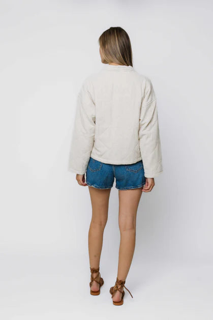 ORB RACHEL QUILTED LINEN BOMBER JACKET - SAND - Vi-Leen's Fashions