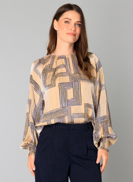 YEST BILLIE BLOUSE - SAND/NAVY