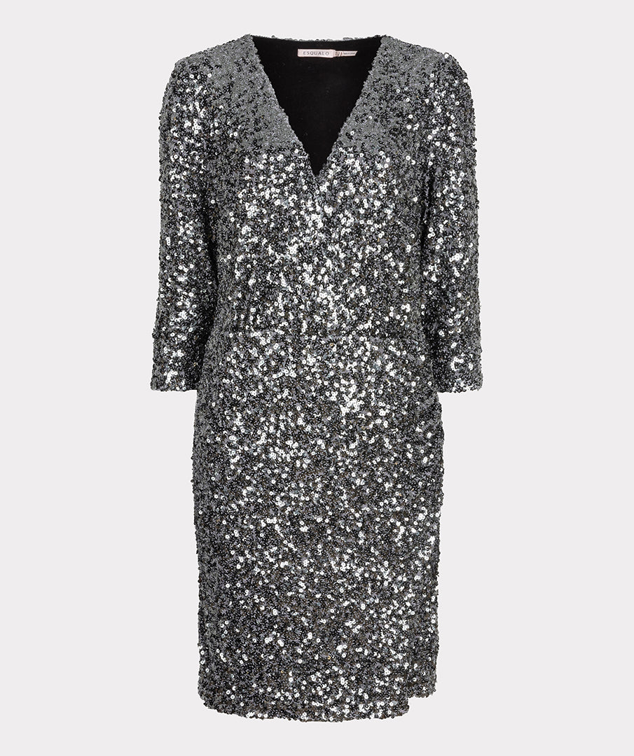 ESQUALO ALL OVER SEQUINS DRESS - GREY - Vi-Leen's Fashions