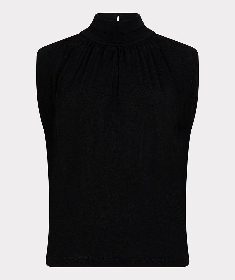 ESQUALO PLEATED SHOULDER TOP - BLACK