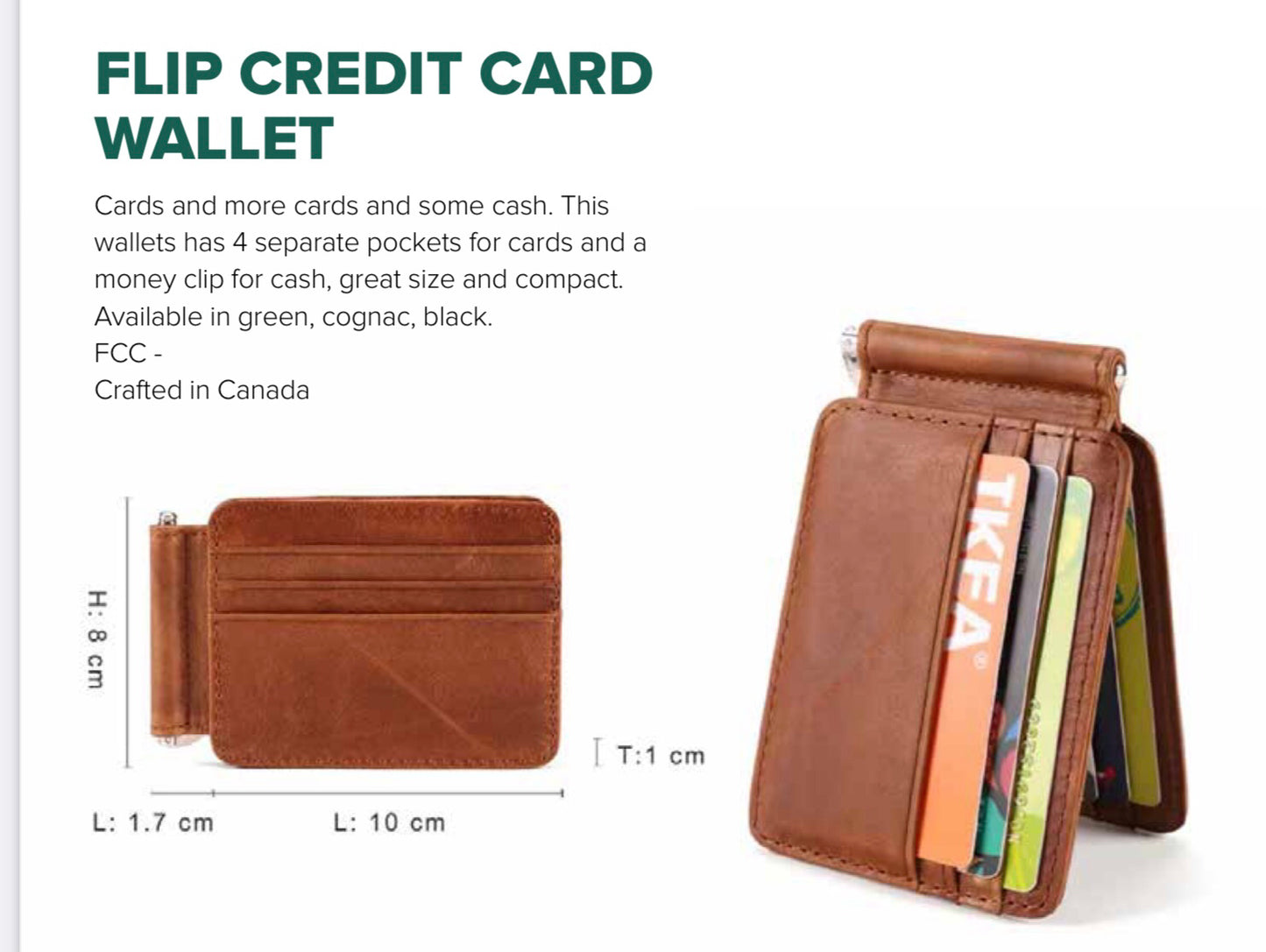 MEN'S FLIP CREDIT CARD WALLET - COGNAC