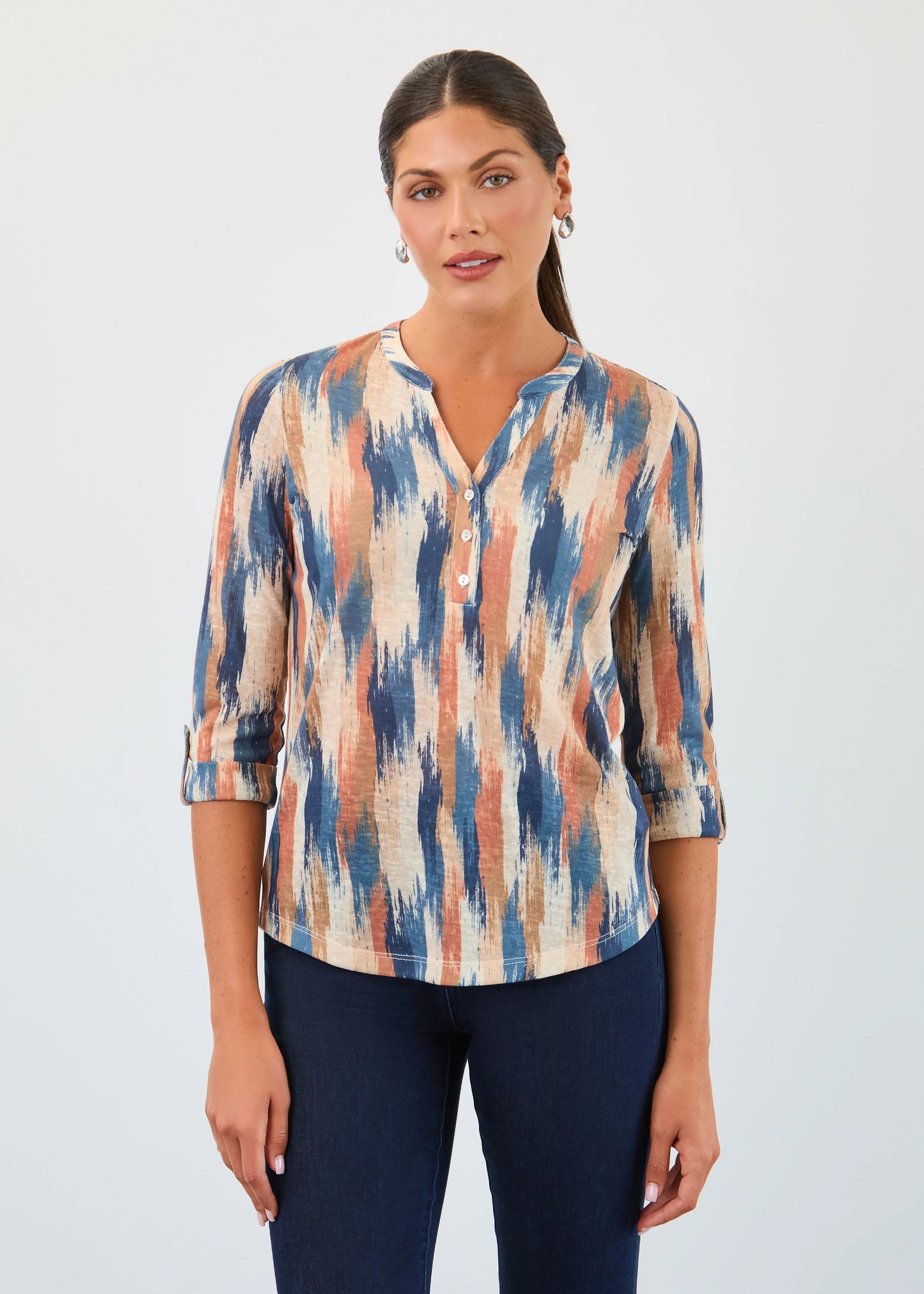 FDJ PRINTED HENLEY TOP
