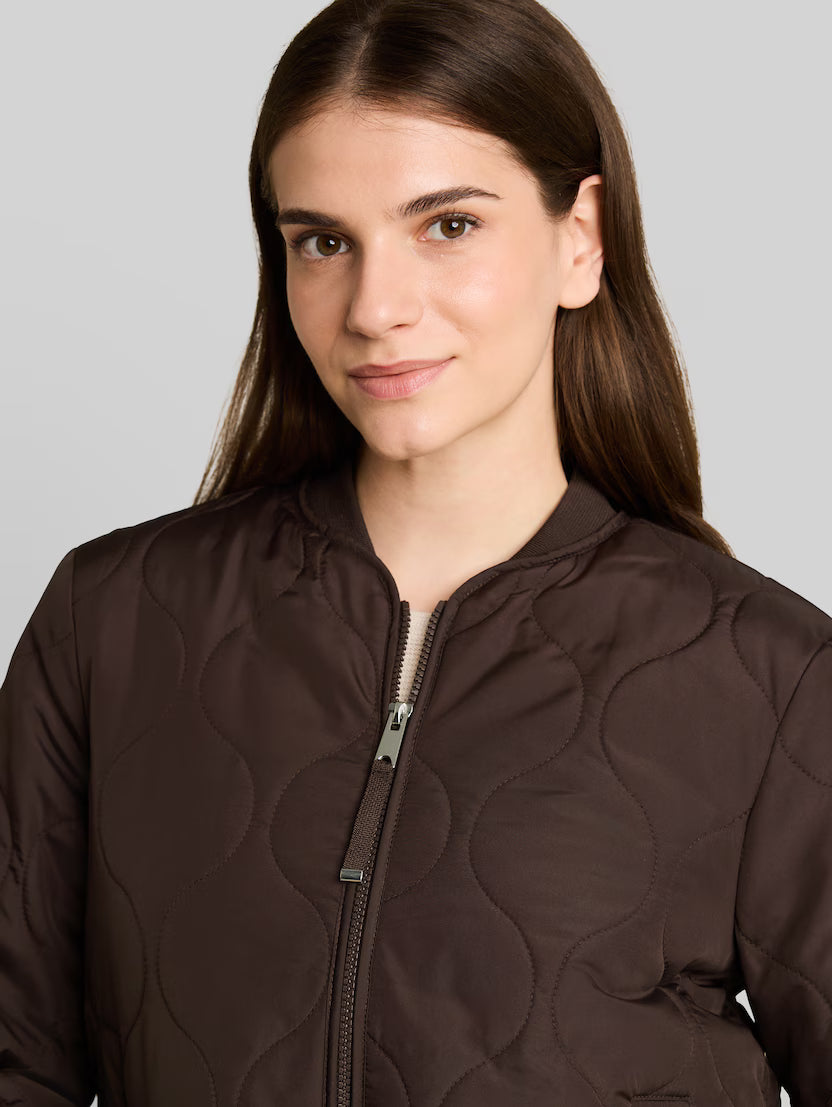 TOM TAILOR QUILTED BOMBER JACKET - JAVA BROWN