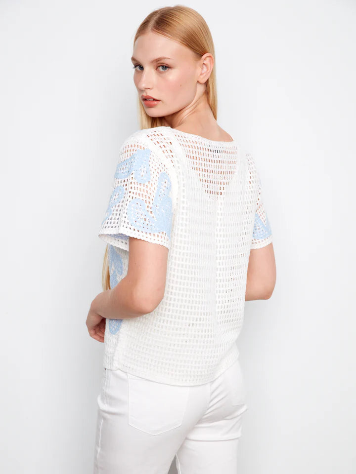 CHARLIE B CROCHET LEAF PULLOVER - Vi-Leen's Fashions
