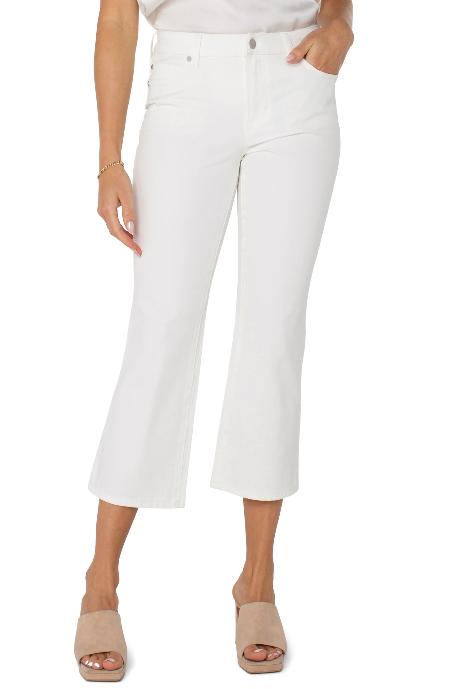 LIVERPOOL HANNAH CROP FLARE - WHITE