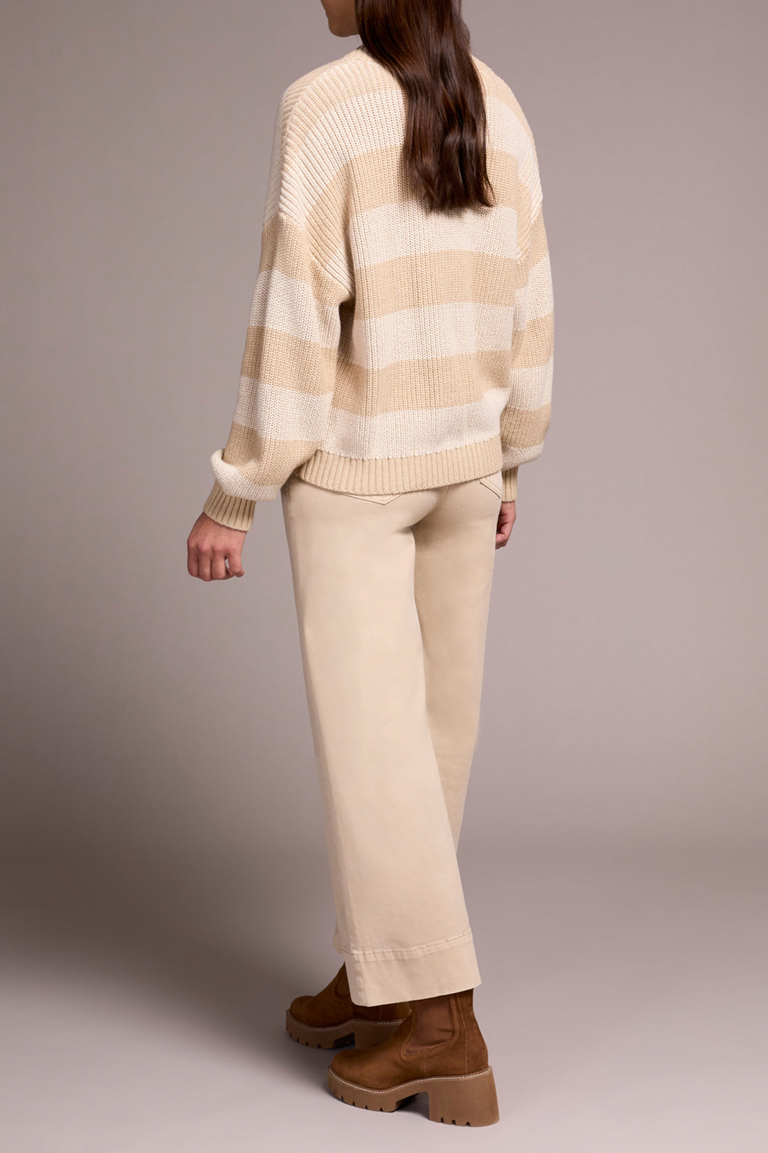 TRIBAL BUTTON FRONT SWEATER CARDIGAN - LATTE
