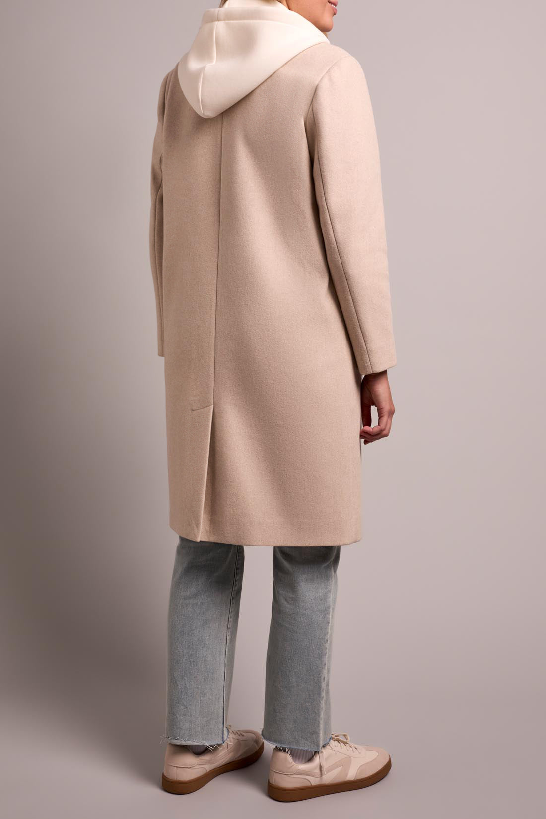TRIBAL TRENCH COAT WITH FOOLER HOODIE - OATMEAL