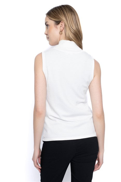 PICADILLY SLEEVELESS TURTLENECK - OFF WHITE