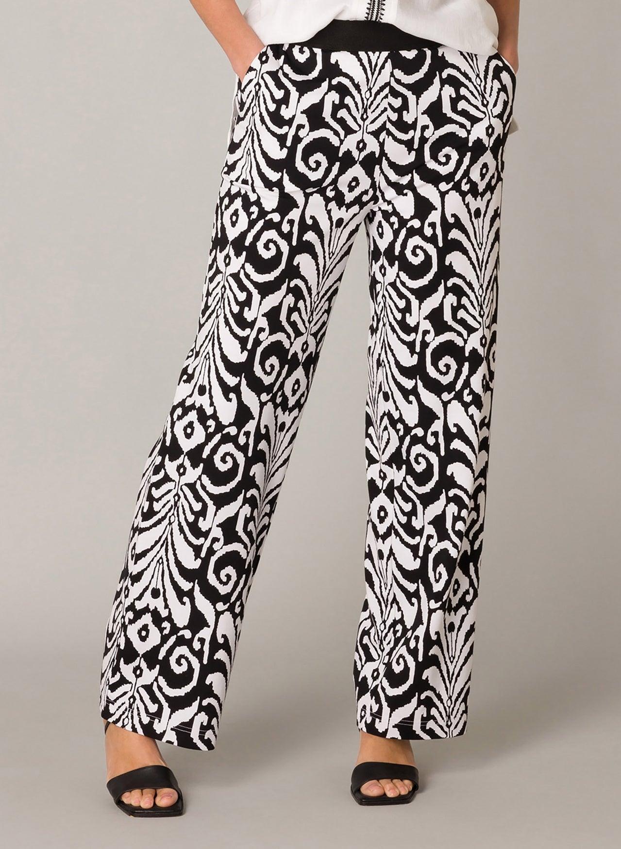 YEST GERDA PRINT PANT - BLACK/WHITE - Vi-Leen's Fashions