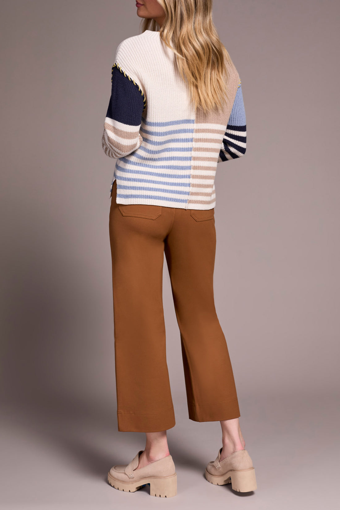TRIBAL BOAT NECK SWEATER - SANDSTONE