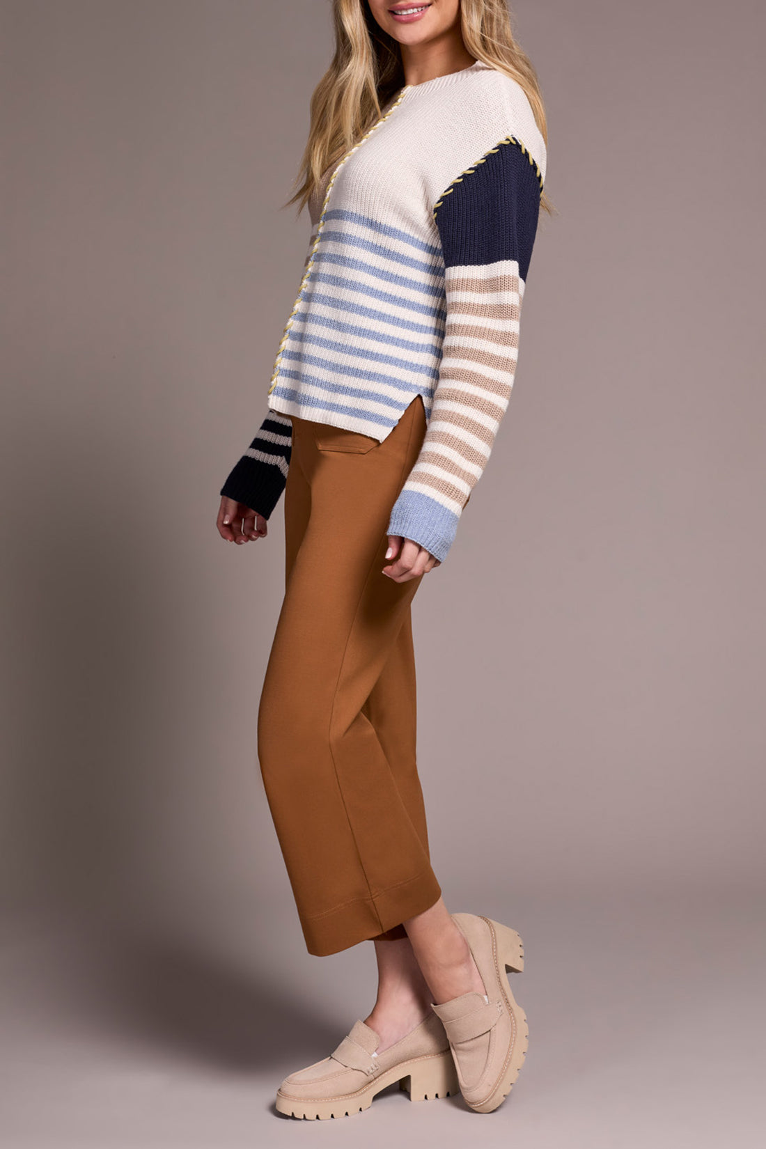 TRIBAL BOAT NECK SWEATER - SANDSTONE