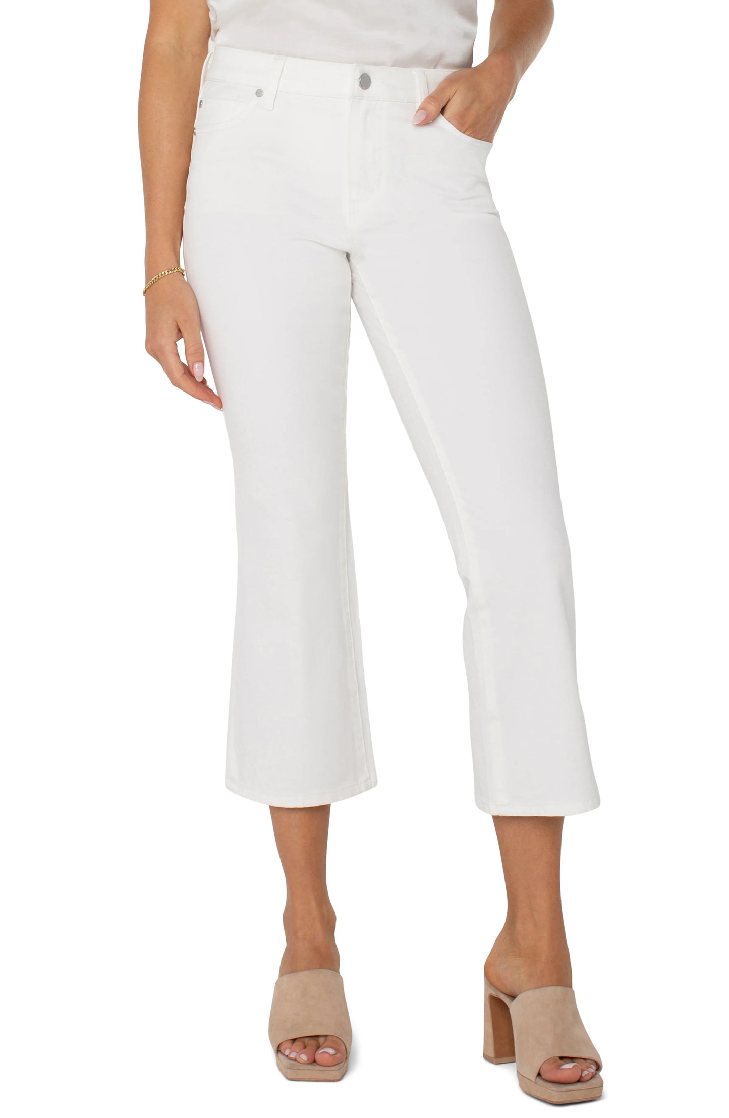 LIVERPOOL HANNAH CROP FLARE - WHITE