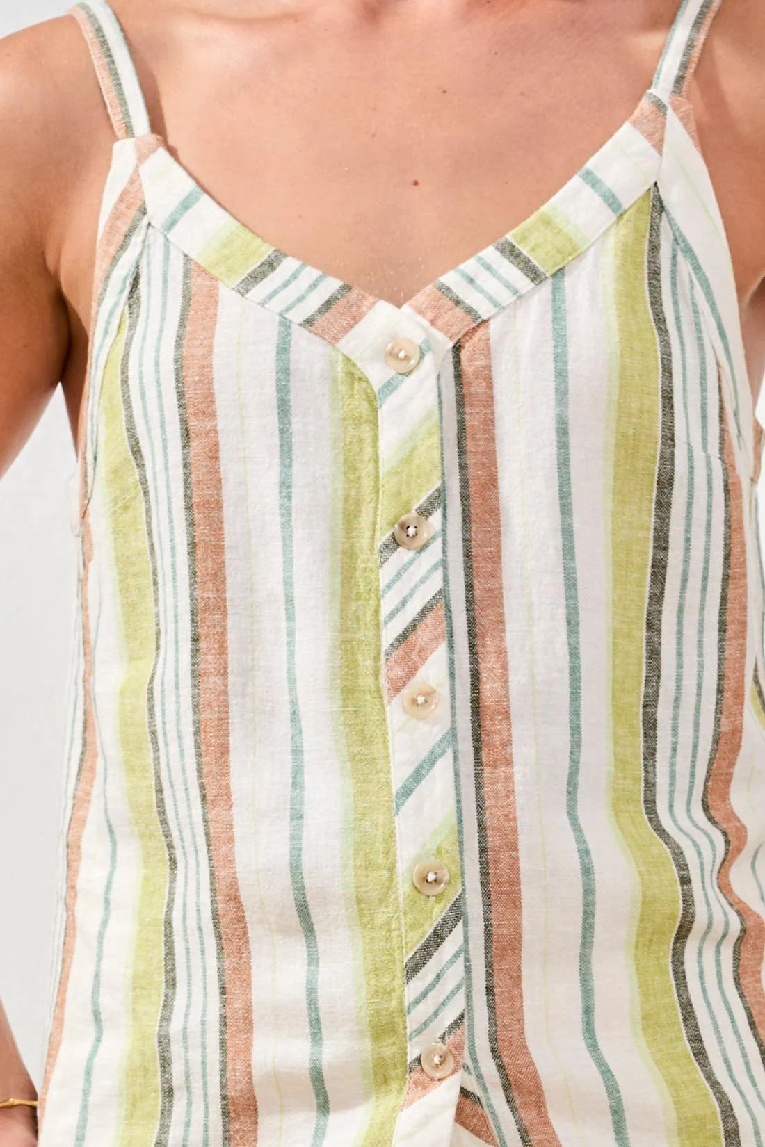 TRIBAL BUTTON FRONT WOVEN CAMI - KIWI ZEST - Vi-Leen's Fashions