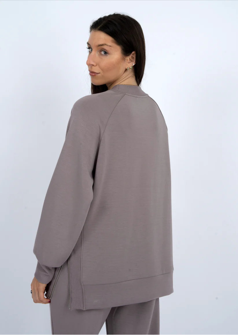 RD STYLE PENALA SOFT KNIT PULLOVER WITH SIDE ZIPPER - FOG