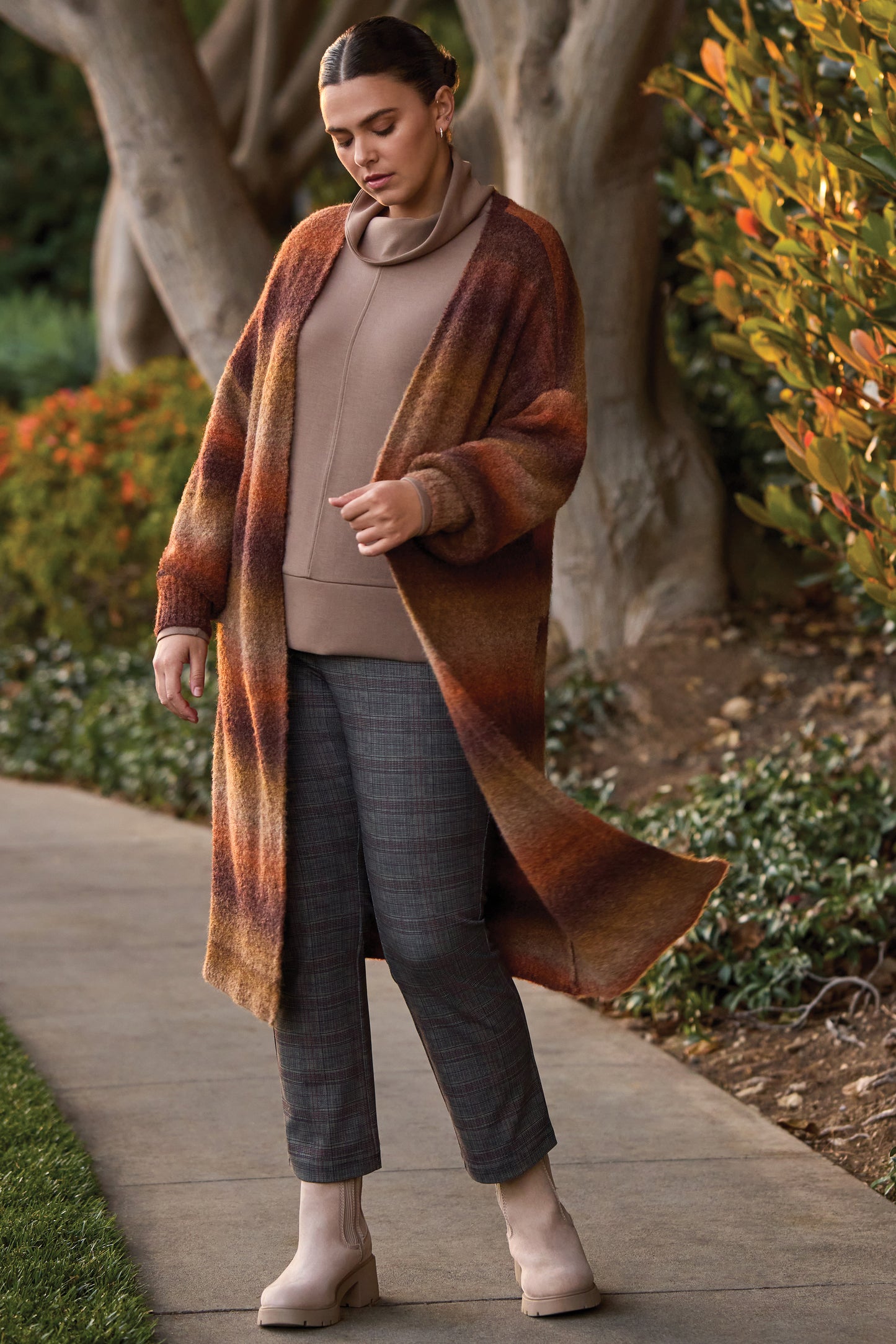 TRIBAL LONG SWEATER CARDIGAN - DARK TOFFEE