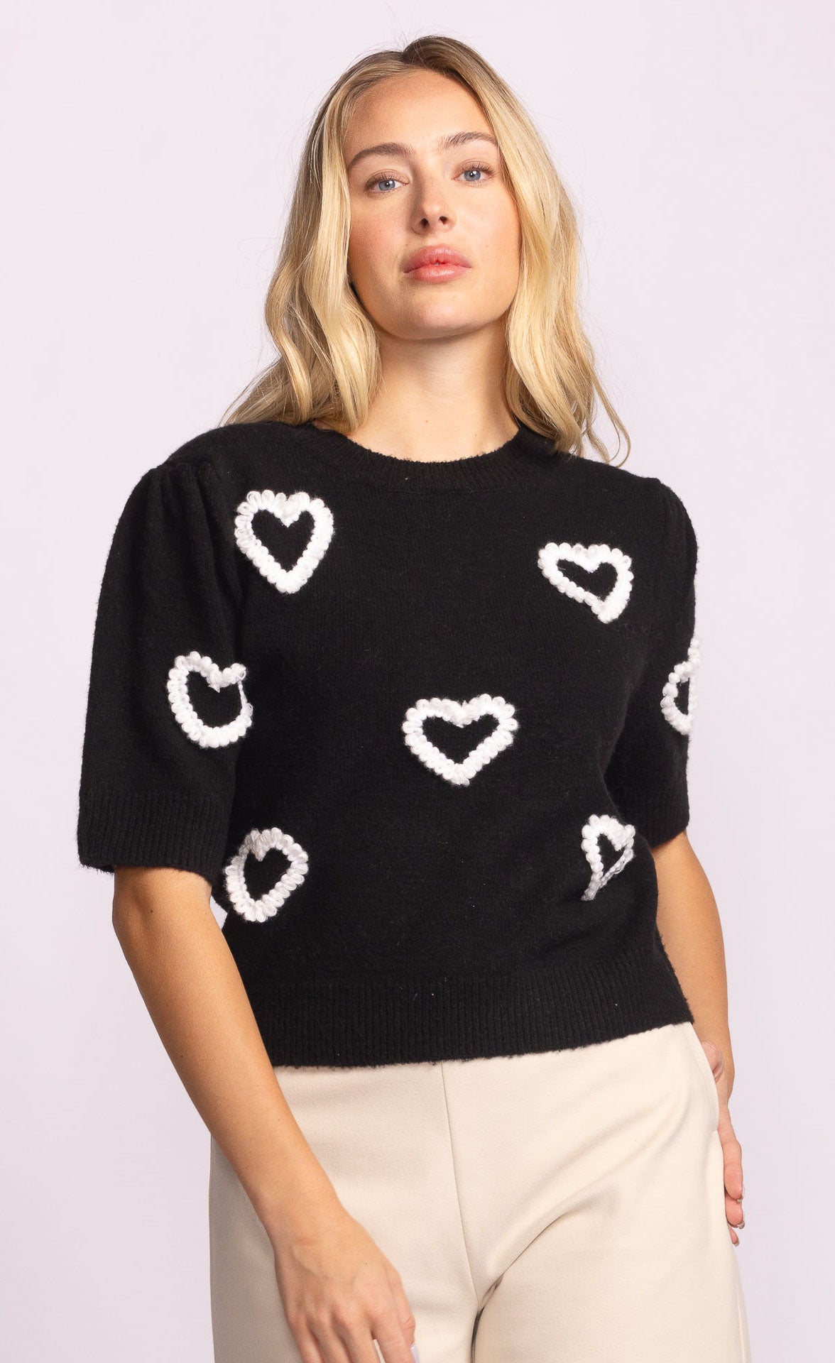 PINK MARTINI HEART SWEATER - BLACK