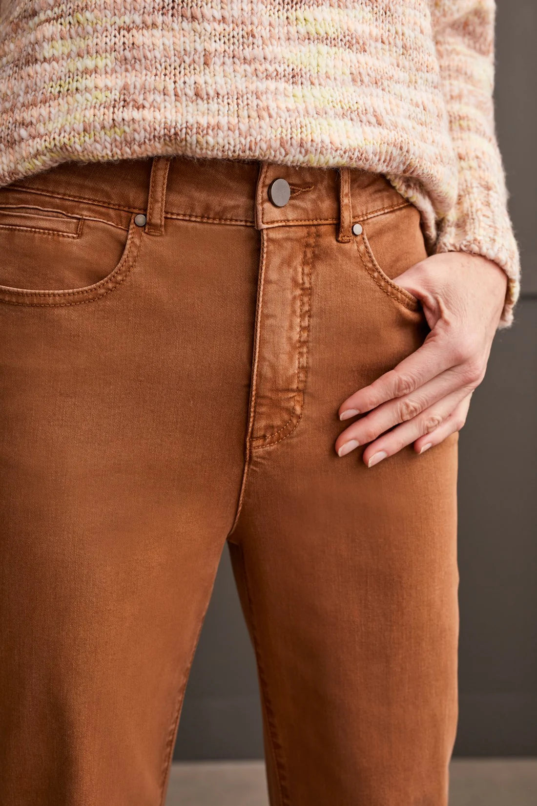 TRIBAL FLY FRONT WIDE LEG PANT - WALNUT