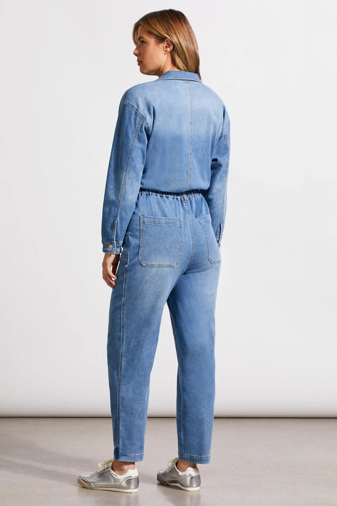 LIGHTWEIGHT CROPPED DENIM JUMPSUIT WITH POCKETS - SKY BLUE - Vi-Leen's Fashions
