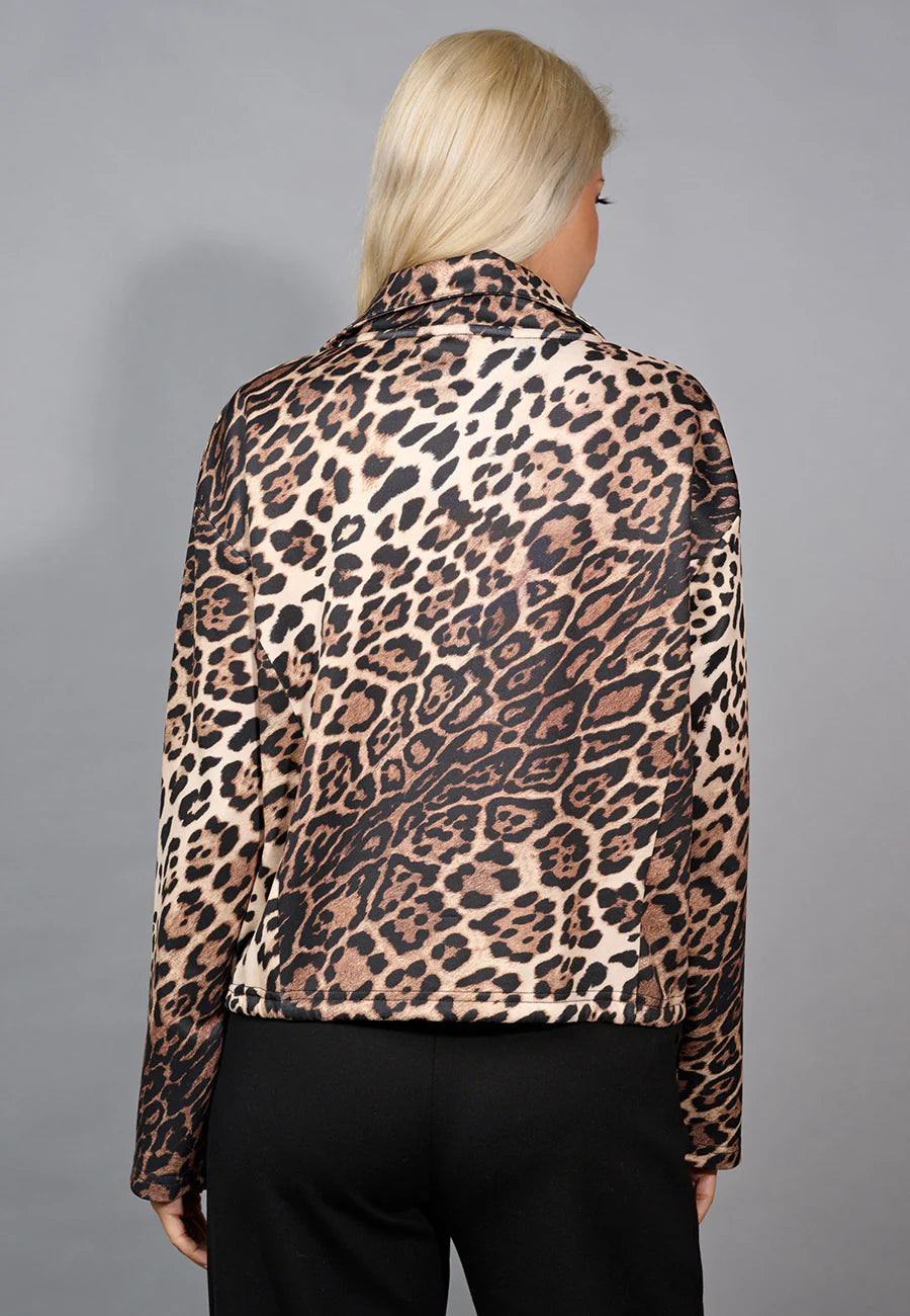 PICADILLY ANIMAL PRINT HALF ZIP PULLOVER