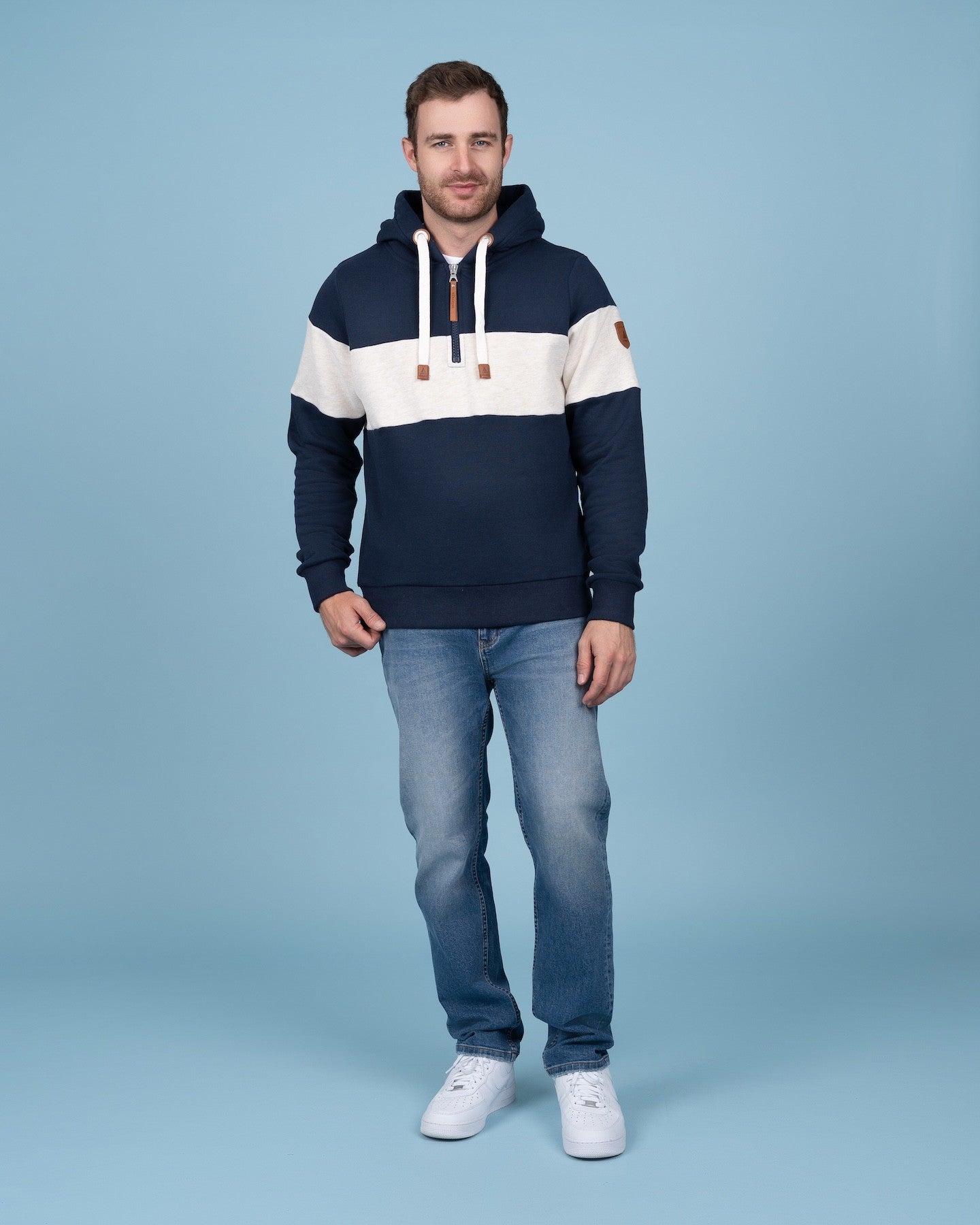 WANAKOME MEN'S GREGOIRE HALF ZIP HOODIE - OXFORD BLUE - Vi-Leen's Fashions