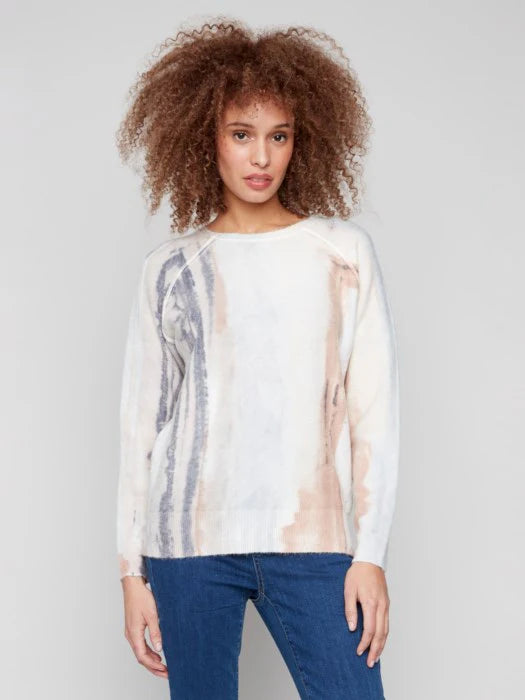 CHARLIE B REVERSIBLE PRINTED SWEATER - WATERCOLOR