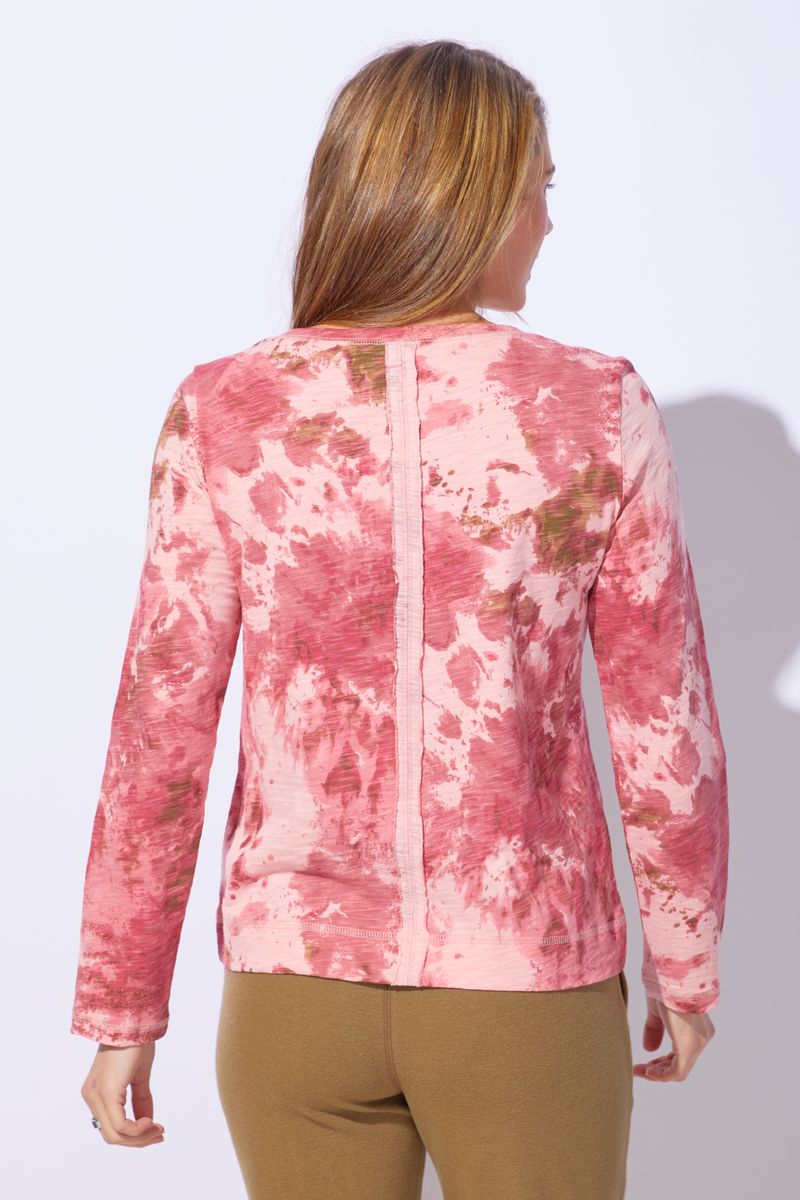 ESCAPE STAY CENTERED LONG SLEEVE COTTON TEE - ROSE