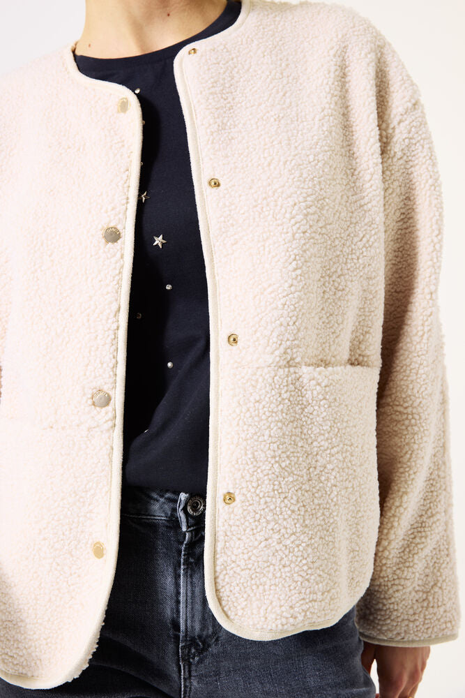 GARCIA BOUCLE SNAP BUTTON FRONT JACKET - CREAM